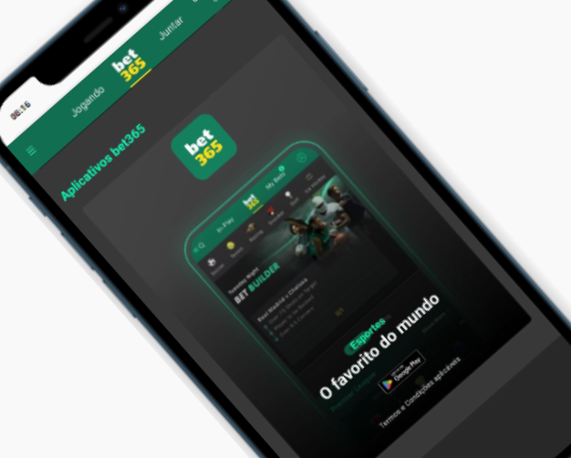 Um smartphone exibe o site do cassino Bet365 com página para baixar o aplicativo