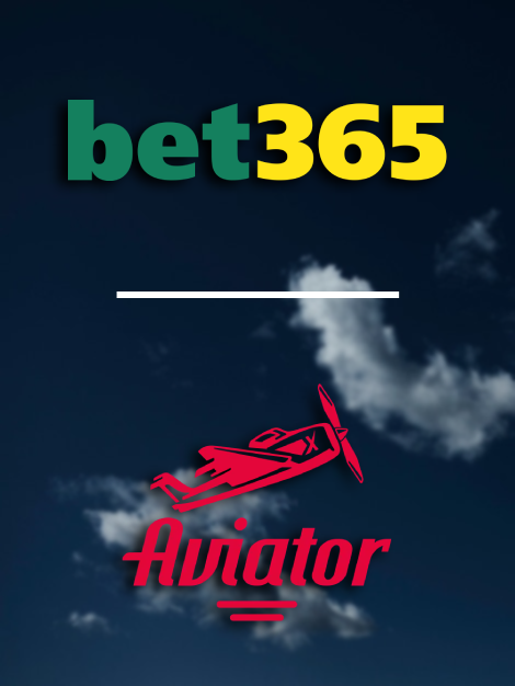 Logotipos do cassino Bet365 e do jogo Aviator no fundo do céu escuro