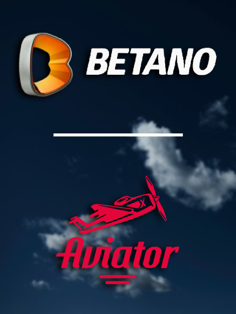 Logotipos do cassino Betano e do jogo Aviator no fundo do céu escuro