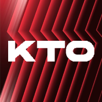 KTO cassino logotipo no fundo vermelho