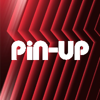 Pin Up cassino logotipo no fundo vermelho